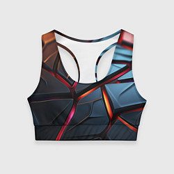 Топик спортивный женский Разлом синих плит абстракт, цвет: 3D-принт