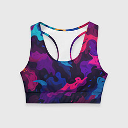 Топик спортивный женский Яркие абстрактные фигуры, цвет: 3D-принт