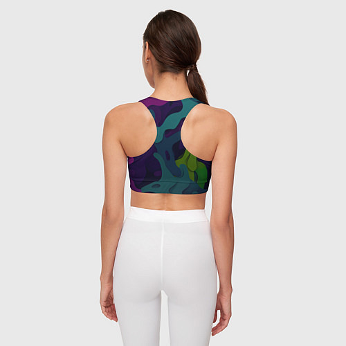 Женский спортивный топ Неопределенный яркий камуфляж / 3D-принт – фото 4