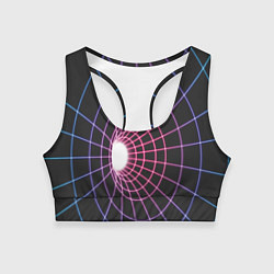 Топик спортивный женский Искаженный неоновый каркас, цвет: 3D-принт