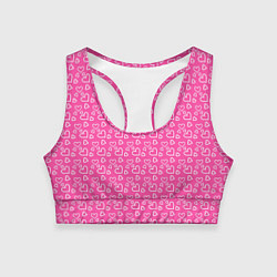 Топик спортивный женский Паттерн маленький сердечки розовый, цвет: 3D-принт
