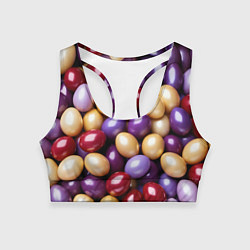 Женский спортивный топ Красные и фиолетовые пасхальные яйца