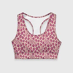 Топик спортивный женский Цветущий леопард тюльпановое поле, цвет: 3D-принт