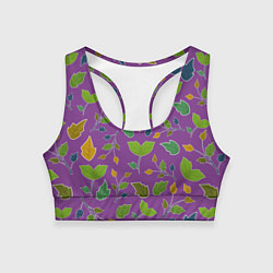 Топик спортивный женский Веточки и листья, цвет: 3D-принт