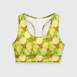 Топик спортивный женский Фрукты - ананас и киви, цвет: 3D-принт