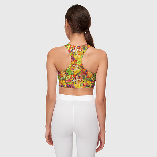 Женский спортивный топ Экзотические фрукты и ягоды / 3D-принт – фото 4