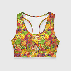 Женский спортивный топ Экзотические фрукты и ягоды