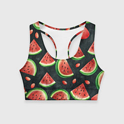 Женский спортивный топ Паттерн красные дольки арбуза