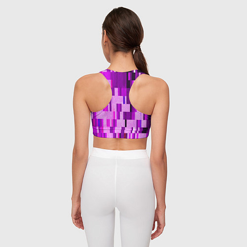 Женский спортивный топ Розовый глитч / 3D-принт – фото 4
