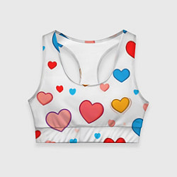 Топик спортивный женский Сердца сердечки, цвет: 3D-принт
