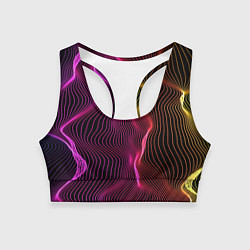 Топик спортивный женский Переплетающие цветные линии, цвет: 3D-принт