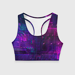 Топик спортивный женский Неоновые огни квадратов, цвет: 3D-принт