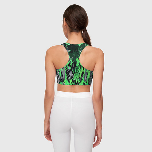 Женский спортивный топ Сталь и зелёная энергия / 3D-принт – фото 4