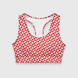Топик спортивный женский Маленькие красные сердечки, цвет: 3D-принт