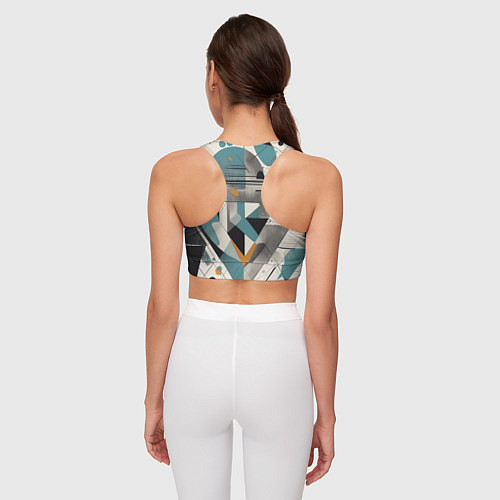 Женский спортивный топ Три человека авангард / 3D-принт – фото 4