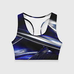 Топик спортивный женский Синие и серебреные абстрактные полосы, цвет: 3D-принт