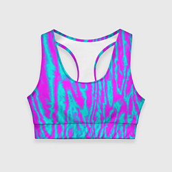 Топик спортивный женский Абстрактные полосы неоновый, цвет: 3D-принт