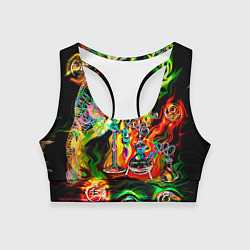 Топик спортивный женский Хамелеон и стихии, цвет: 3D-принт