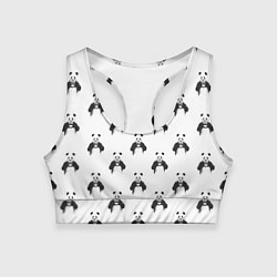 Топик спортивный женский Panda love - pattern, цвет: 3D-принт