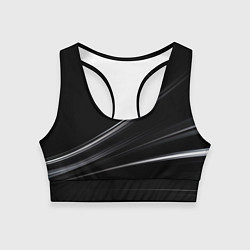 Топик спортивный женский Белые полосы на черной абстракции, цвет: 3D-принт