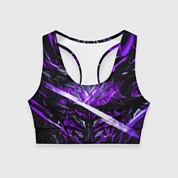 Топик спортивный женский Фиолетовый камень на чёрном фоне, цвет: 3D-принт