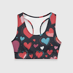 Топик спортивный женский Сердечный паттерн, цвет: 3D-принт