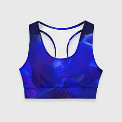 Топик спортивный женский Неоновый синий цветок, цвет: 3D-принт