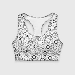 Топик спортивный женский Бело-чёрный паттерн пузырьки, цвет: 3D-принт
