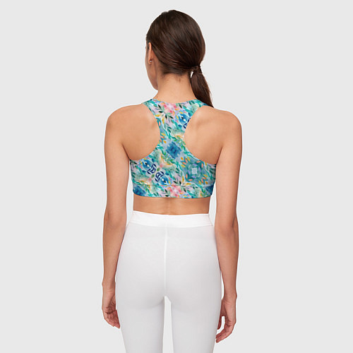 Женский спортивный топ Абстрактные розовые акварельные тюльпаны / 3D-принт – фото 4