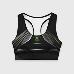 Топик спортивный женский Black green abstract nvidia style, цвет: 3D-принт