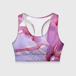 Топик спортивный женский Куски розового мрамора, цвет: 3D-принт
