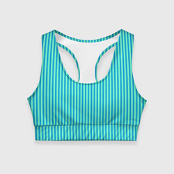 Топик спортивный женский Зелёно-голубой полосатый, цвет: 3D-принт