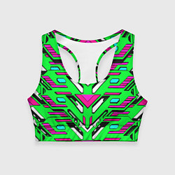 Топик спортивный женский Техно броня розово-зелёная, цвет: 3D-принт