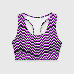 Топик спортивный женский Фиолетовые и белые ломаные линии, цвет: 3D-принт