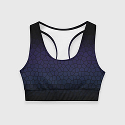 Топик спортивный женский Чёрно-фиолетовый мозаика крупная, цвет: 3D-принт