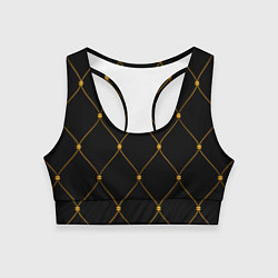 Топик спортивный женский Желтая сетка на черном, цвет: 3D-принт