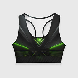 Топик спортивный женский Яркая зеленая абстрактная конструкция в стиле nvid, цвет: 3D-принт