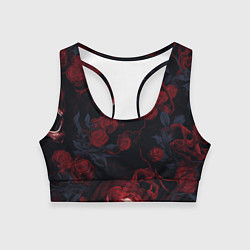 Топик спортивный женский Черепа и алые розы, цвет: 3D-принт