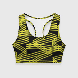 Топик спортивный женский Желтые светящиеся линии, цвет: 3D-принт