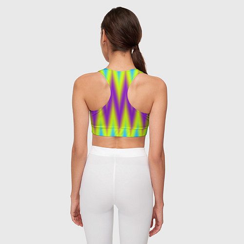 Женский спортивный топ Неоновые зигзаги / 3D-принт – фото 4