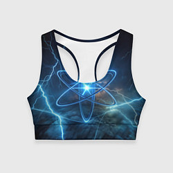 Топик спортивный женский Светящийся атом и молнии, цвет: 3D-принт