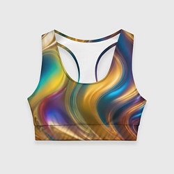 Топик спортивный женский Жидкий разноцветный металл, цвет: 3D-принт