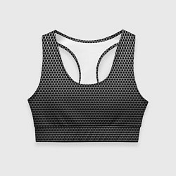 Топик спортивный женский Кольчуга чёрно-серый, цвет: 3D-принт