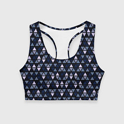 Топик спортивный женский Чёрно-синий паттерн треугольники, цвет: 3D-принт