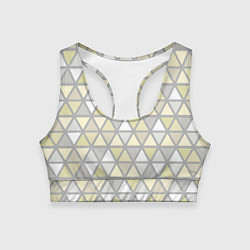 Топик спортивный женский Паттерн геометрия светлый жёлто-серый, цвет: 3D-принт