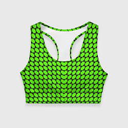 Топик спортивный женский Зелёные лепестки шестиугольники, цвет: 3D-принт