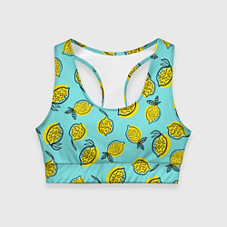 Топик спортивный женский Летние лимоны - паттерн, цвет: 3D-принт