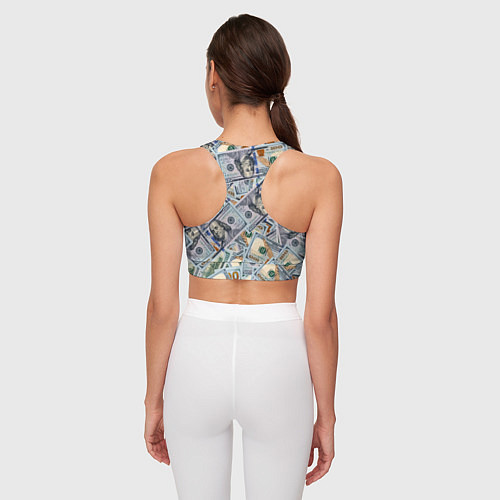 Женский спортивный топ Банкноты сто долларов / 3D-принт – фото 4