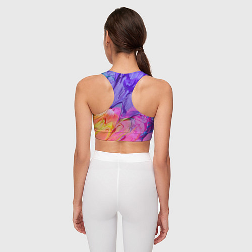 Женский спортивный топ Красочные разводы гуашью / 3D-принт – фото 4