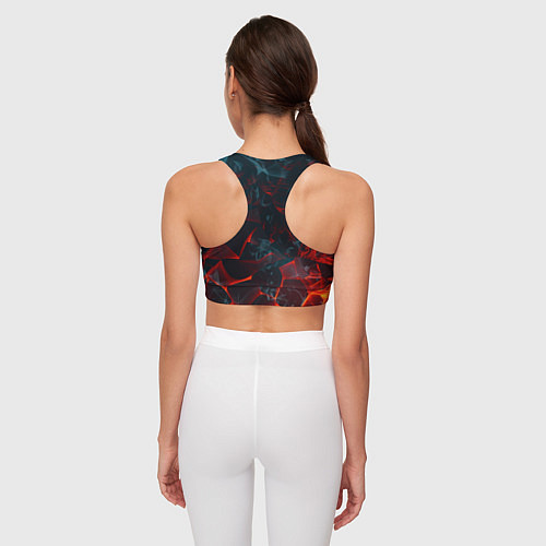 Женский спортивный топ Темная абстракция с разломом красных плит / 3D-принт – фото 4
